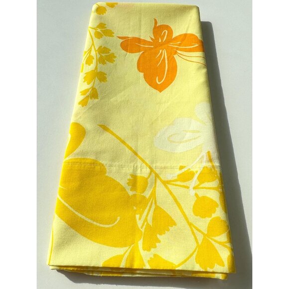 Vintage 70s pillowcase, yellow orange white butterflies, single casing - Picture 8 of 8